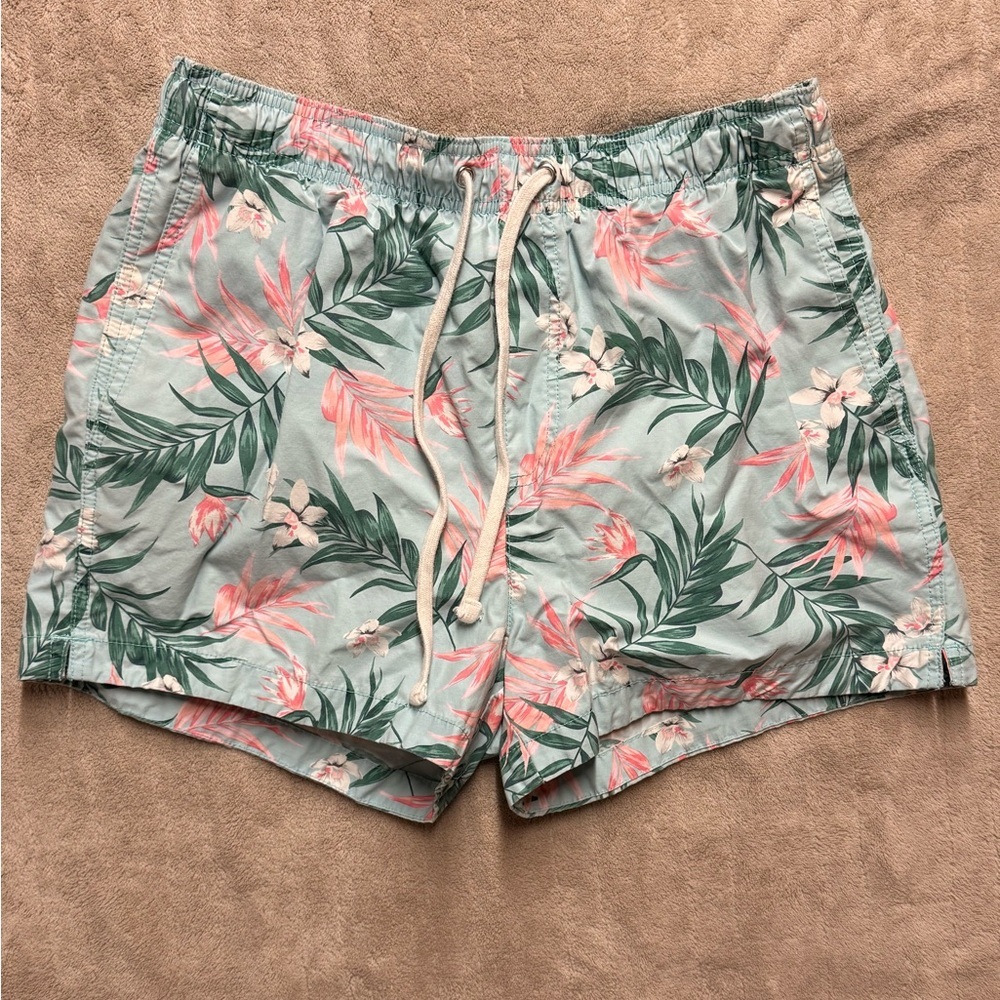 H&M Hawaiian Beach Swim Shorts Trunks Men’s Medium Flower Print